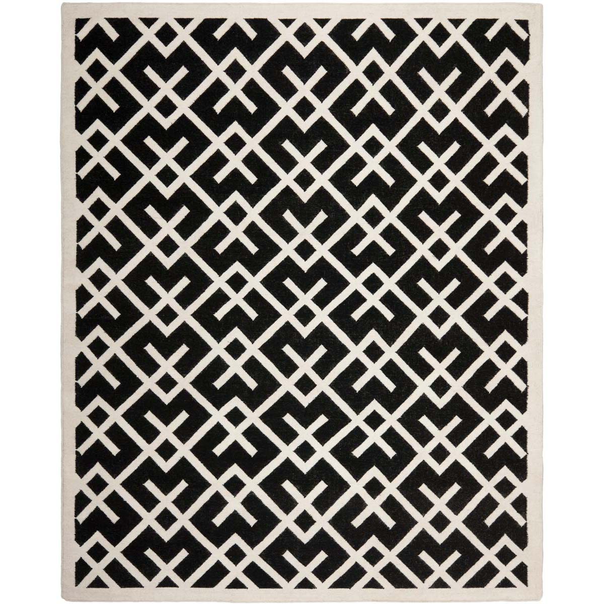 Safavieh Dhurries 552 Rug, DHU552 - Black / Ivory