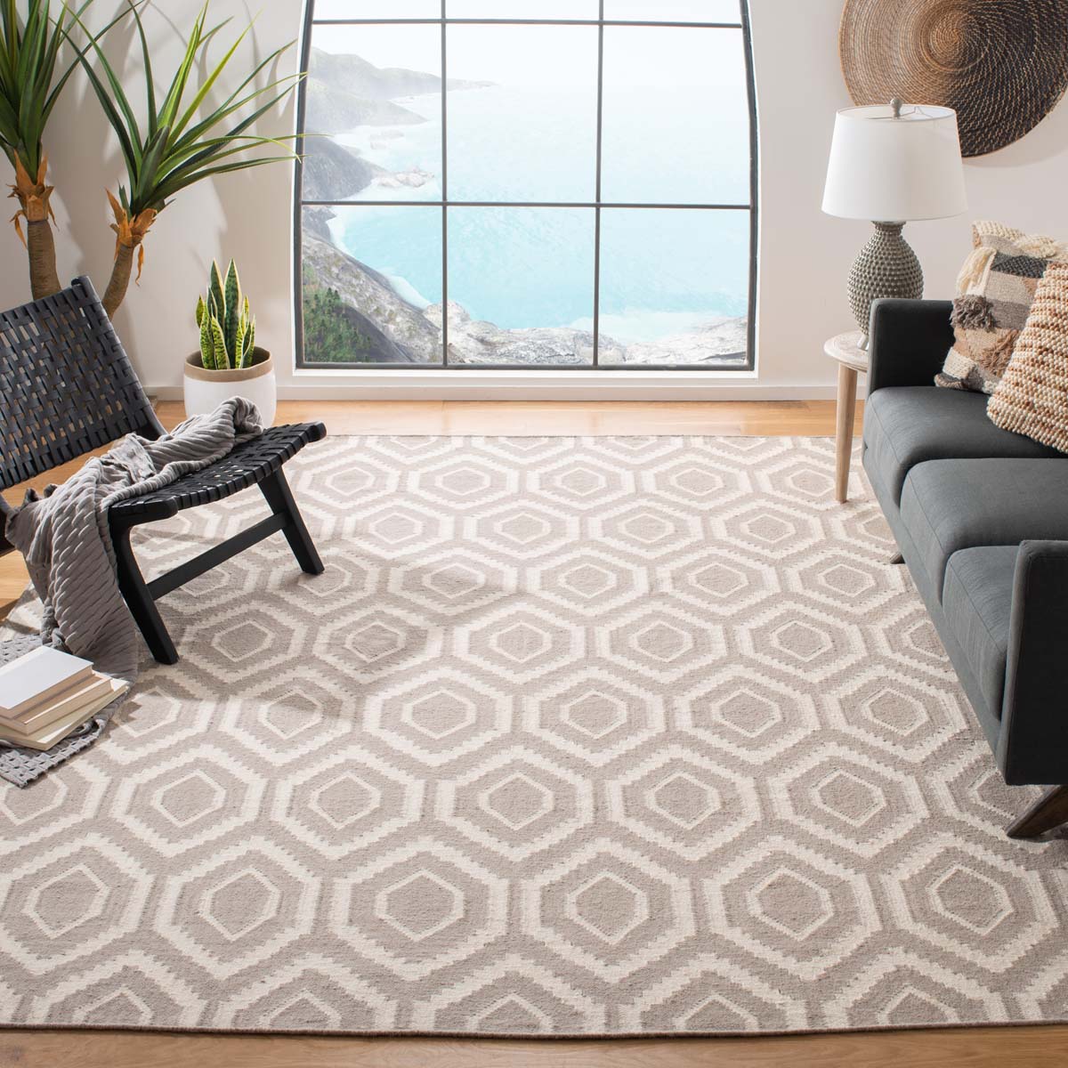 Safavieh Dhurries 556 Rug, DHU556 - Grey / Ivory