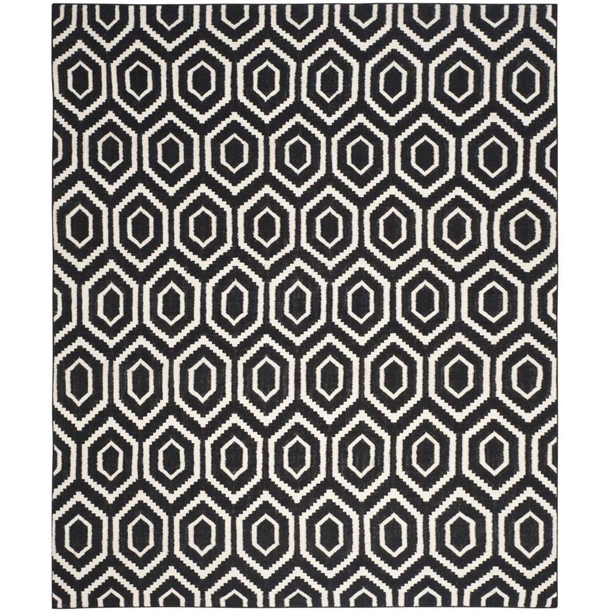 Safavieh Dhurries 556 Rug, DHU556 - Black / Ivory