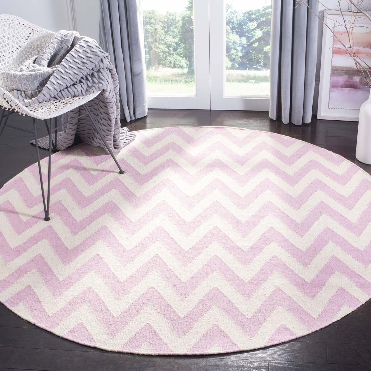 Safavieh Dhurries 557 Rug, DHU557 - Pink / Ivory