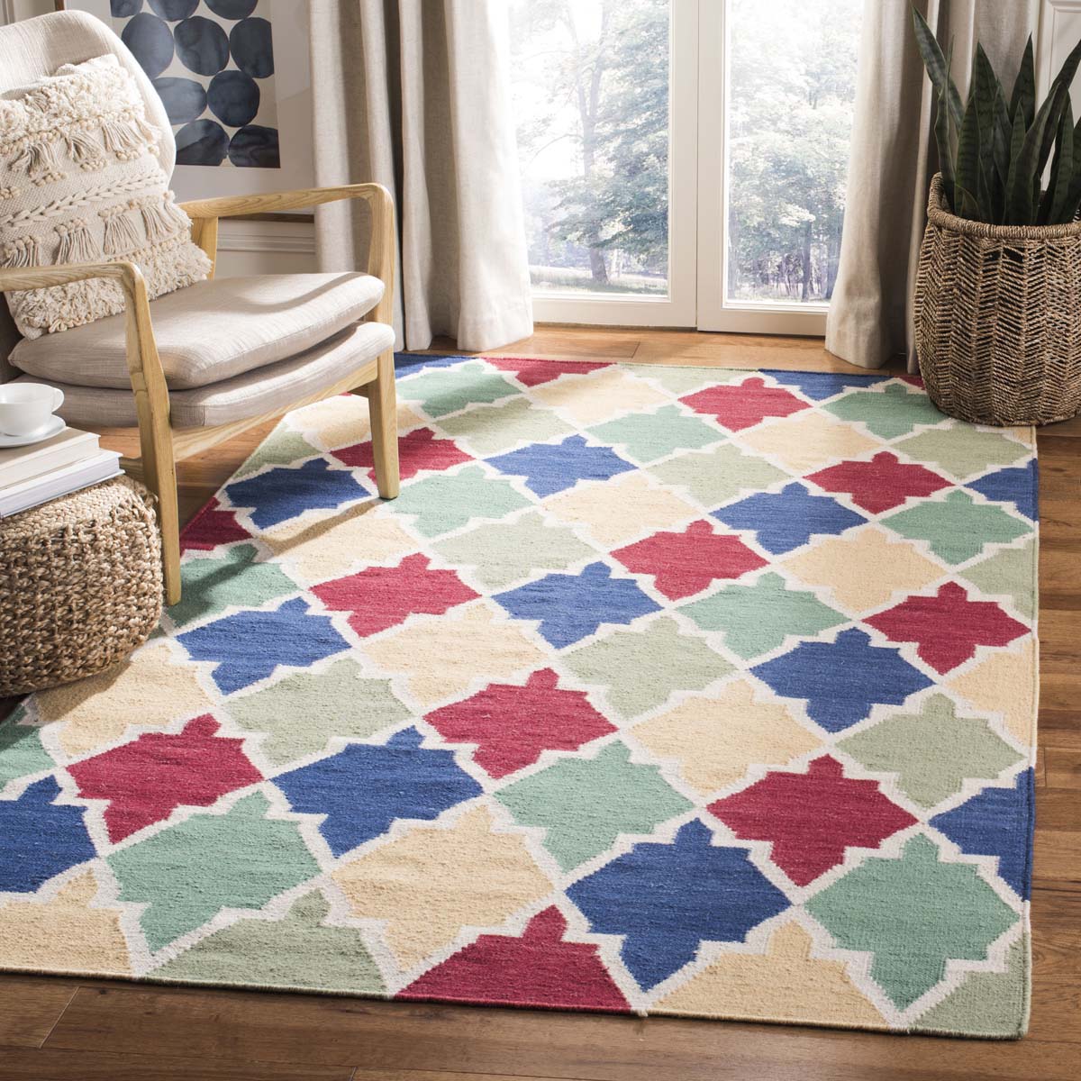 Safavieh Dhurries 561 Rug, DHU561 - Blue / Multi