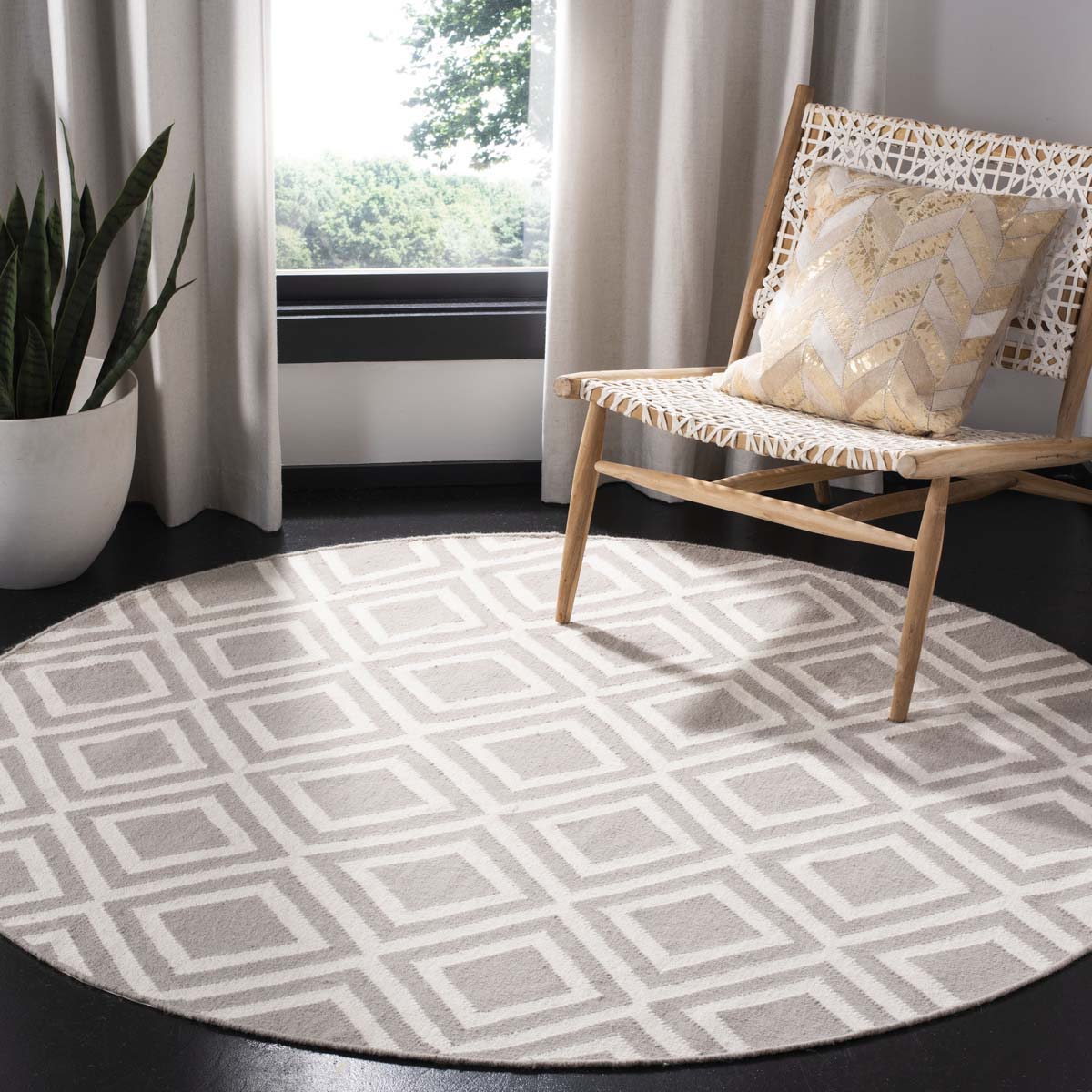 Safavieh Dhurries 571 Rug, DHU571 - Grey / Ivory