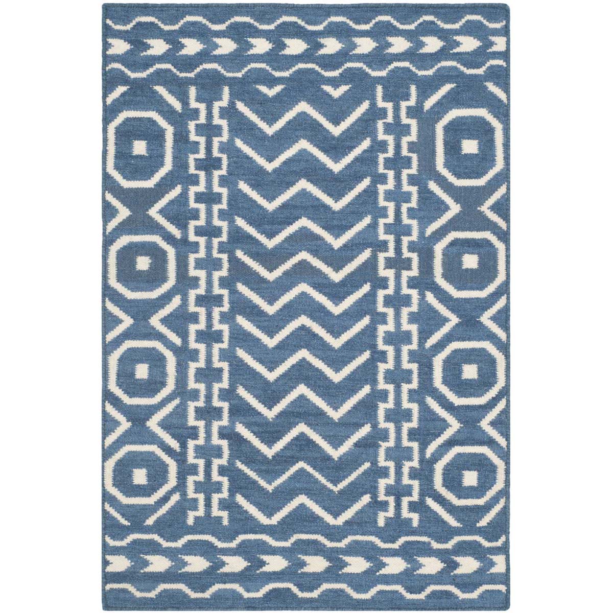 Safavieh Dhurries 572 Rug, DHU572 - Dark Blue / Ivory