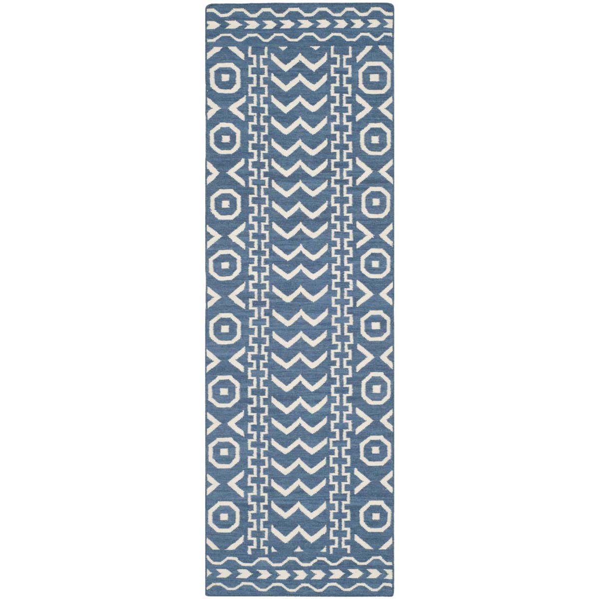 Safavieh Dhurries 572 Rug, DHU572 - Dark Blue / Ivory