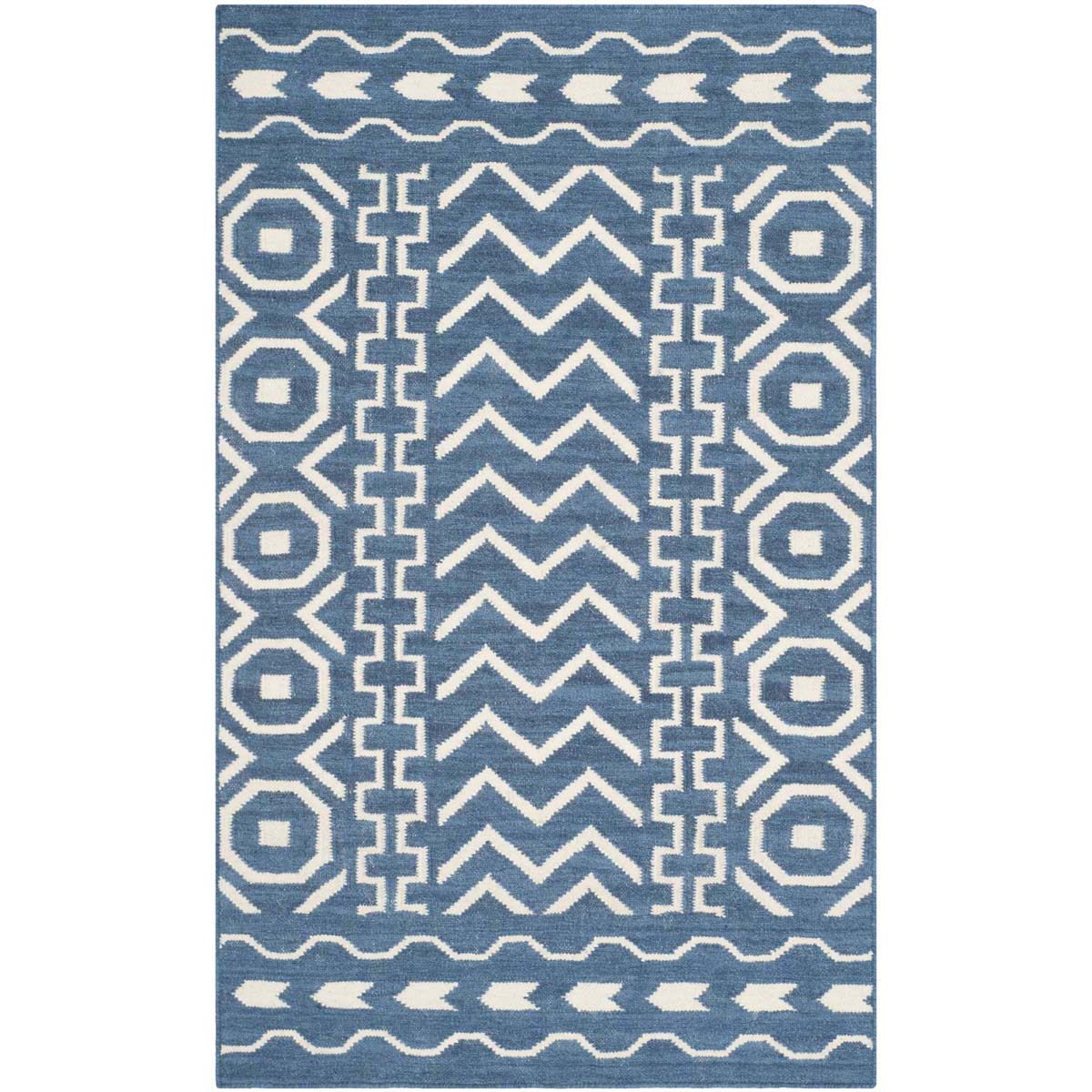 Safavieh Dhurries 572 Rug, DHU572 - Dark Blue / Ivory