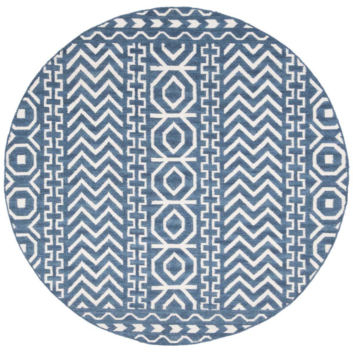 Safavieh Dhurries 572 Rug, DHU572 - Dark Blue / Ivory