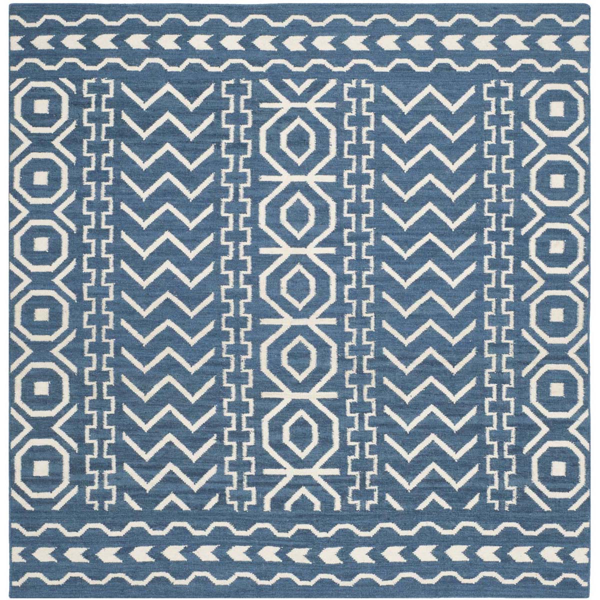 Safavieh Dhurries 572 Rug, DHU572 - Dark Blue / Ivory