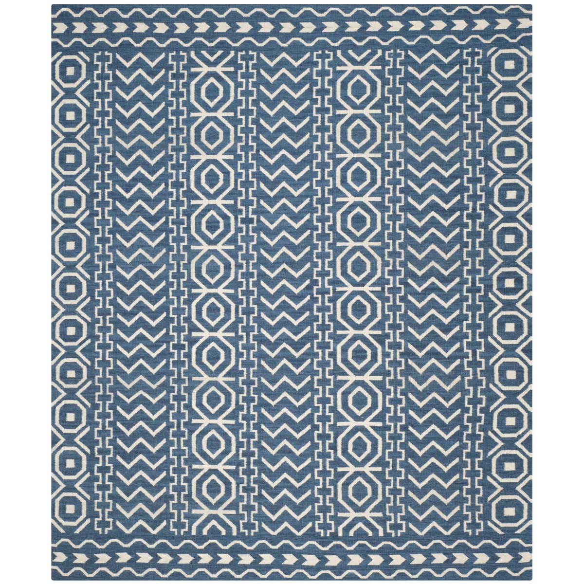 Safavieh Dhurries 572 Rug, DHU572 - Dark Blue / Ivory