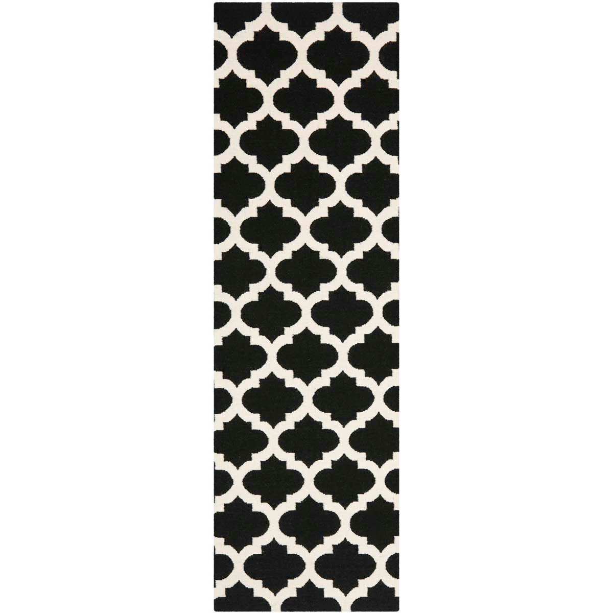 Safavieh Dhurries 623 Rug, DHU623 - Black / Ivory