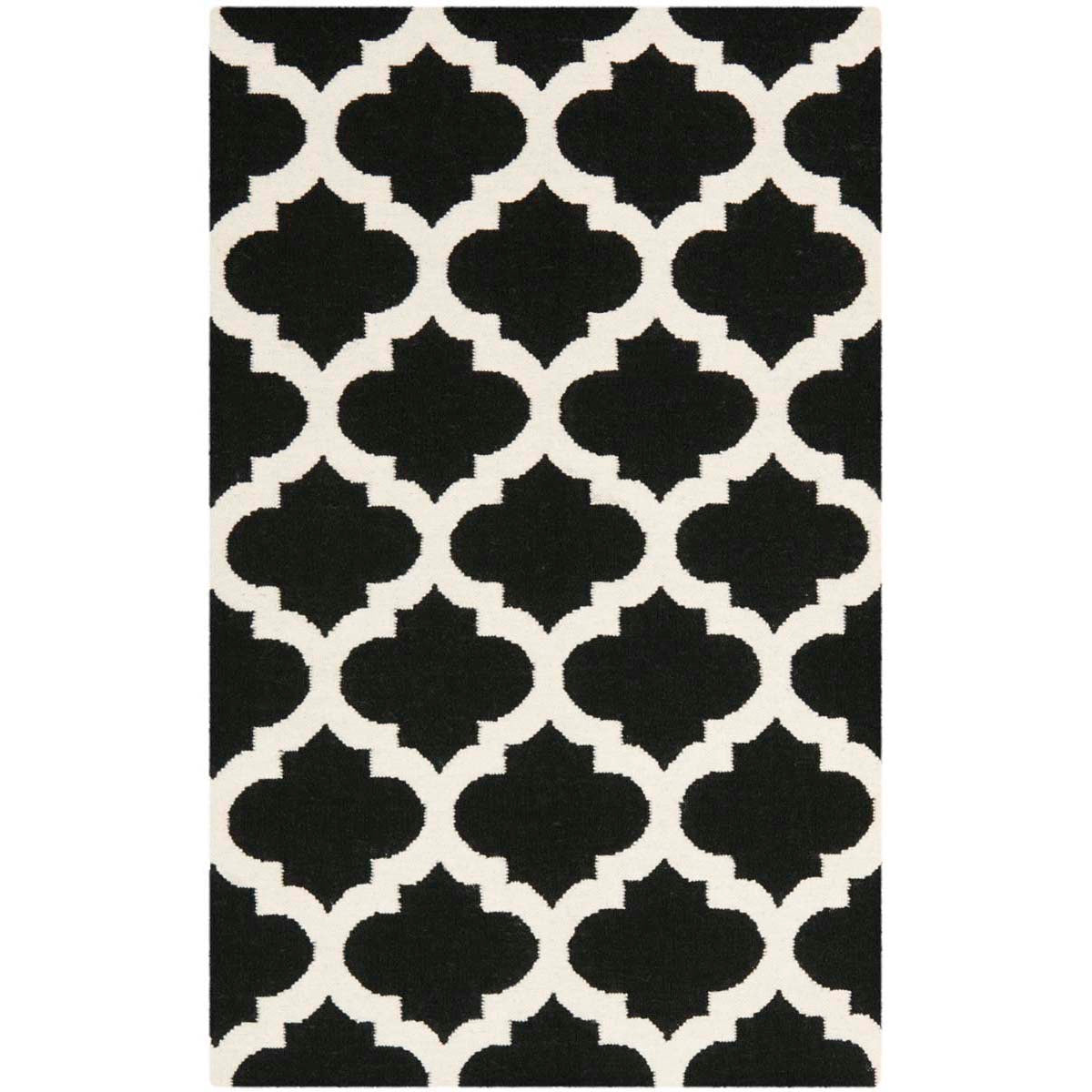 Safavieh Dhurries 623 Rug, DHU623 - Black / Ivory