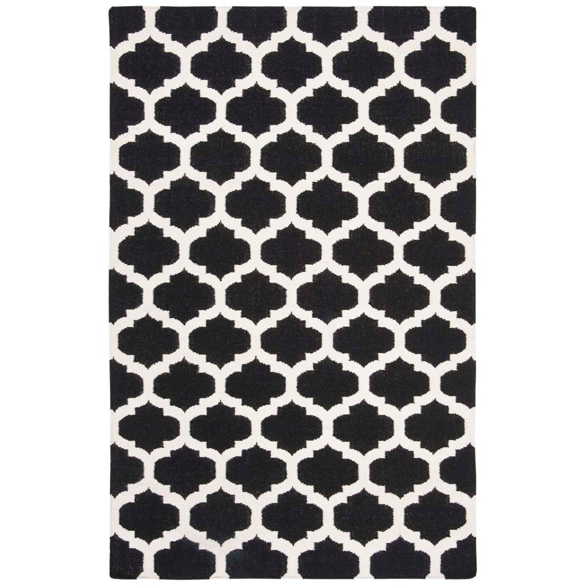 Safavieh Dhurries 623 Rug, DHU623 - Black / Ivory