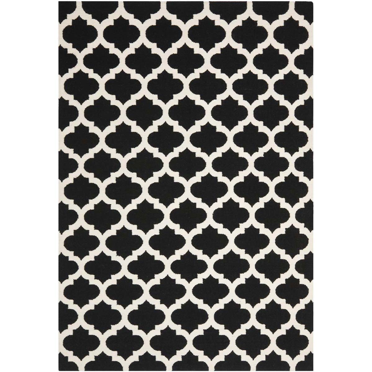 Safavieh Dhurries 623 Rug, DHU623 - Black / Ivory