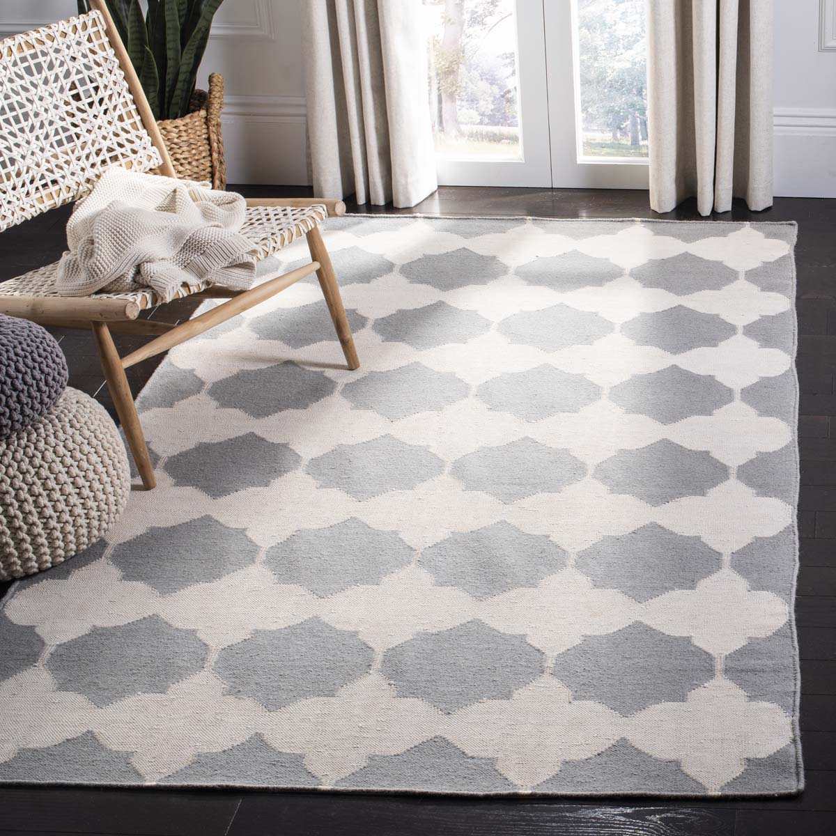 Safavieh Dhurries 624 Rug, DHU624 - Grey / Ivory