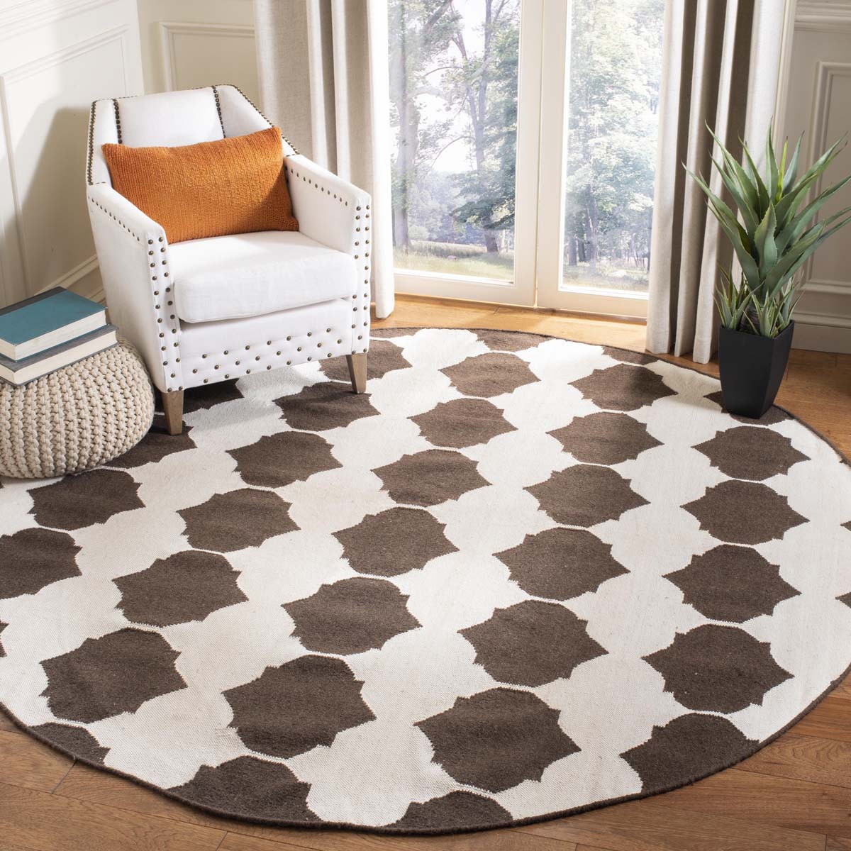 Safavieh Dhurries 624 Rug, DHU624 - Brown / Ivory