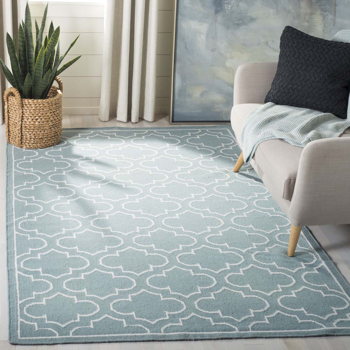 Safavieh Dhurries 625 Rug, DHU625 - Blue / Ivory