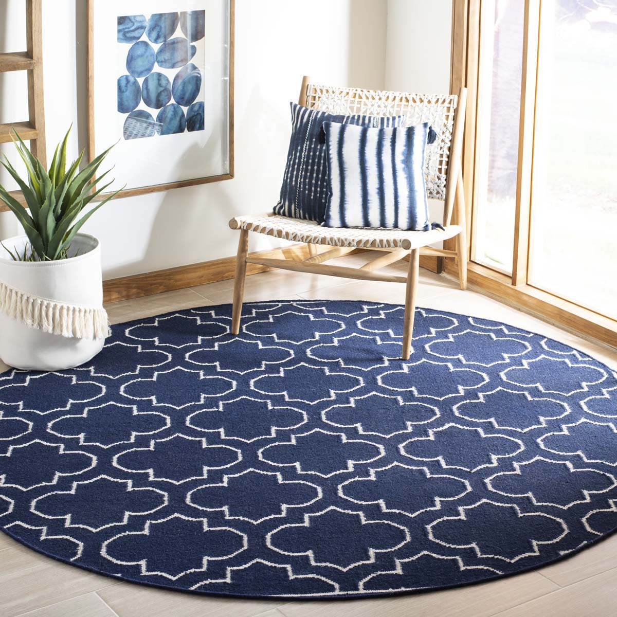 Safavieh Dhurries 625 Rug, DHU625 - Navy / Ivory