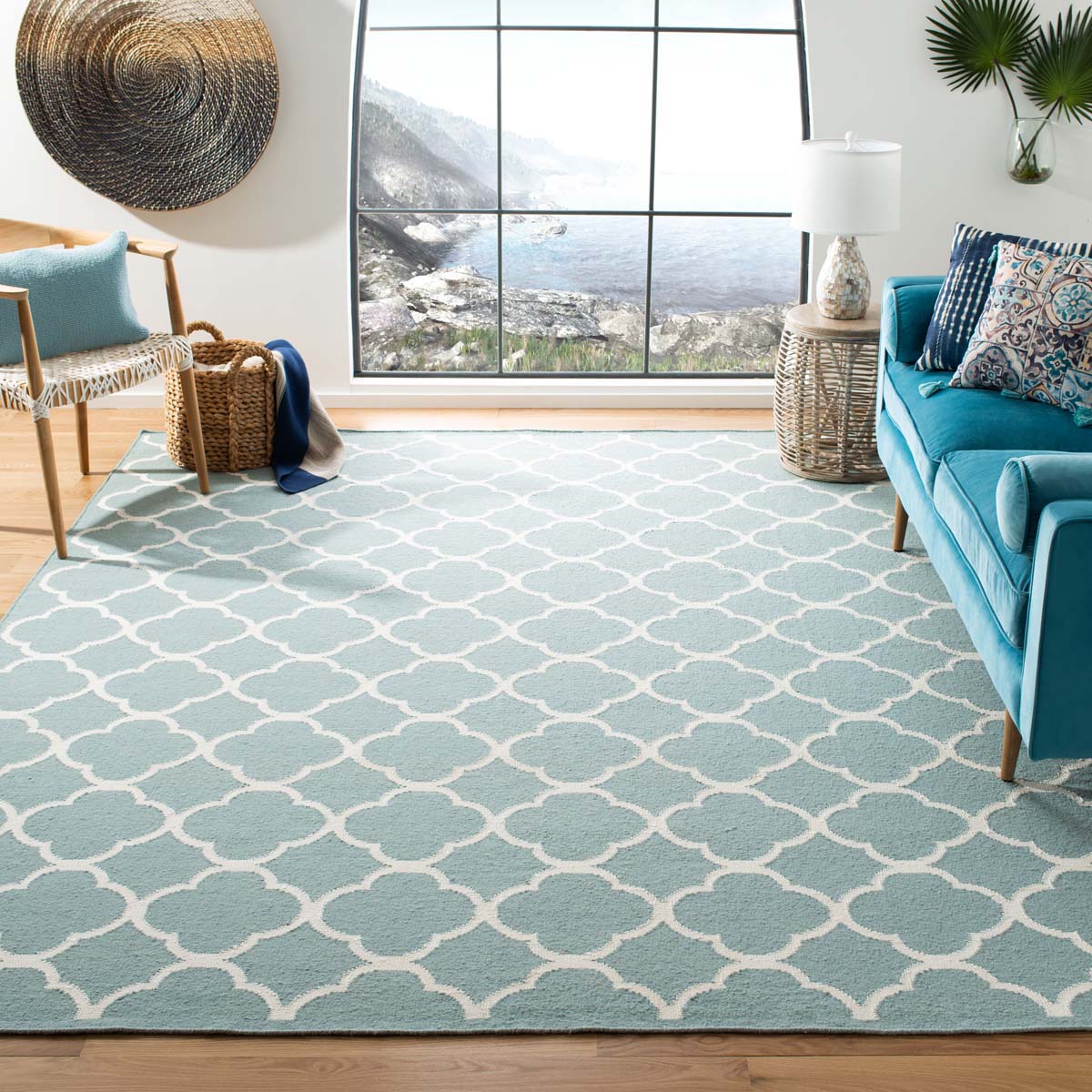 Safavieh Dhurries 627 Rug, DHU627 - Blue / Ivory