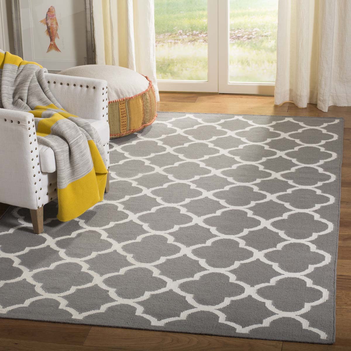 Safavieh Dhurries 627 Rug, DHU627 - Grey / Ivory