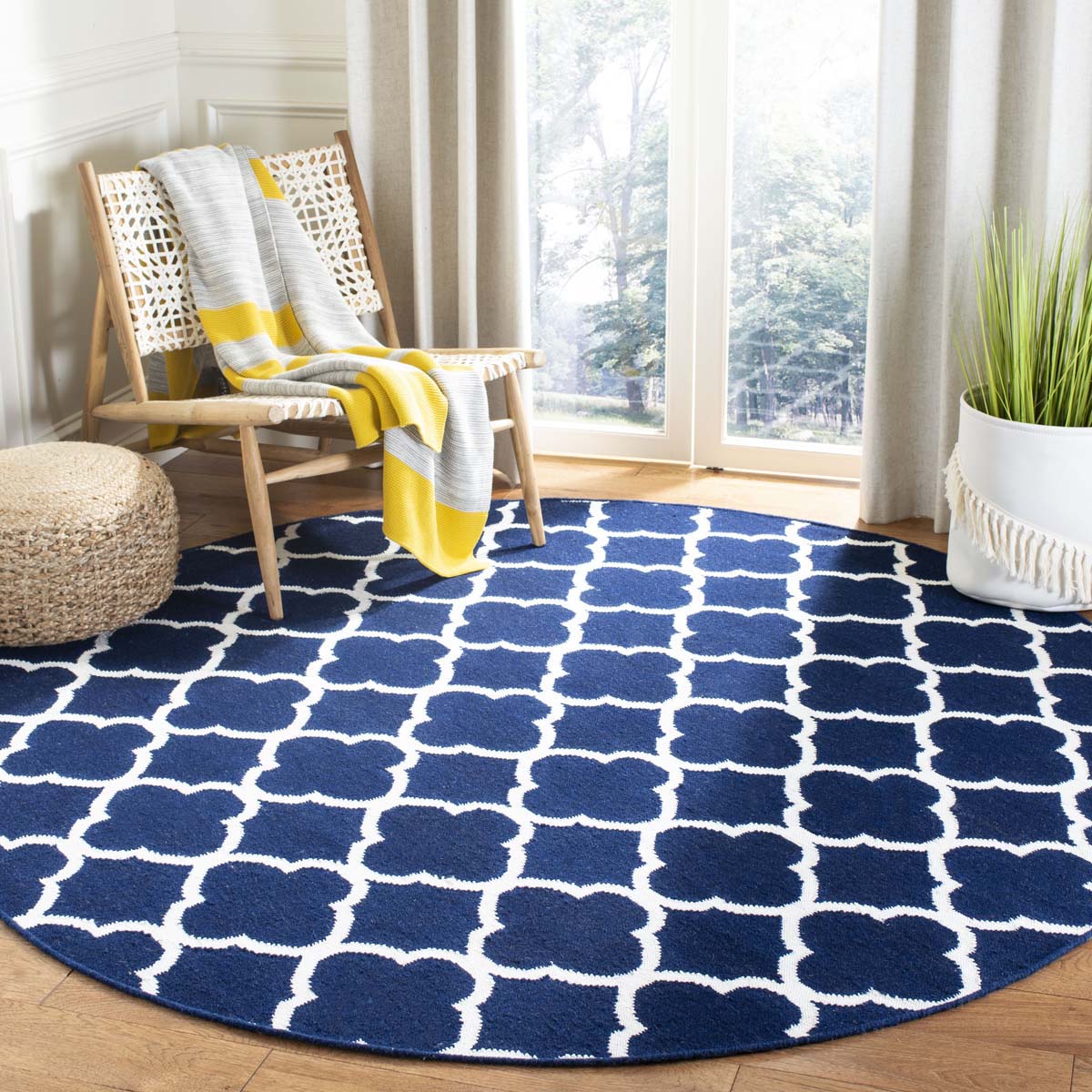 Safavieh Dhurries 627 Rug, DHU627 - Navy / Ivory