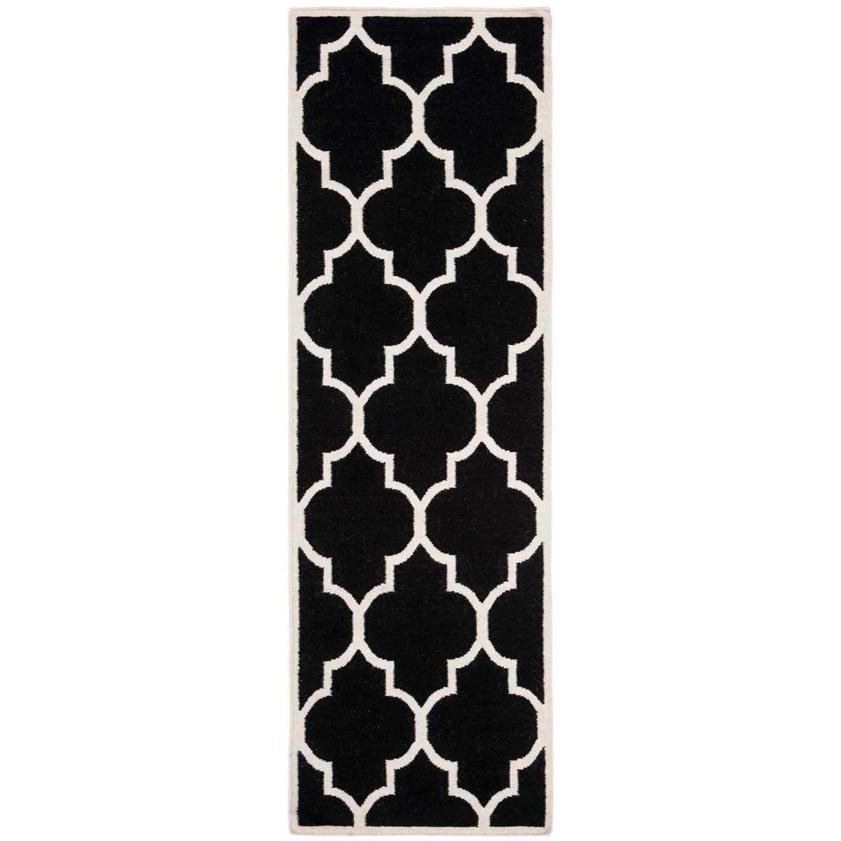 Safavieh Dhurries 632 Rug, DHU632 - Black / Ivory