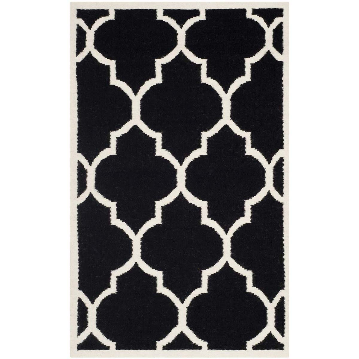 Safavieh Dhurries 632 Rug, DHU632 - Black / Ivory