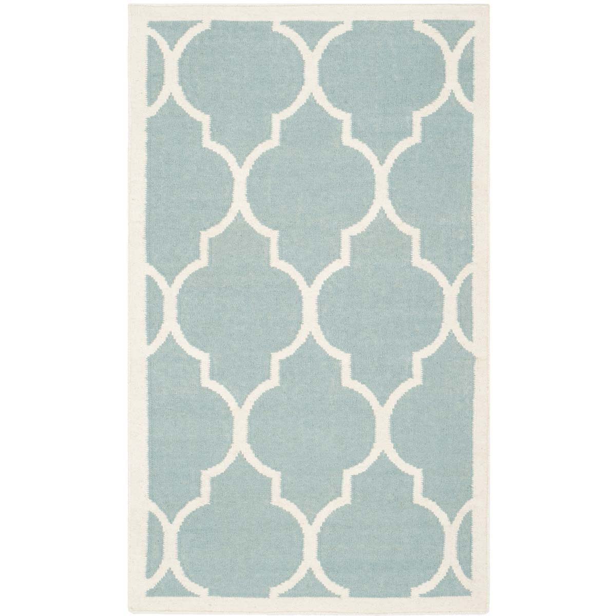 Safavieh Dhurries 632 Rug, DHU632 - Light Blue / Ivory