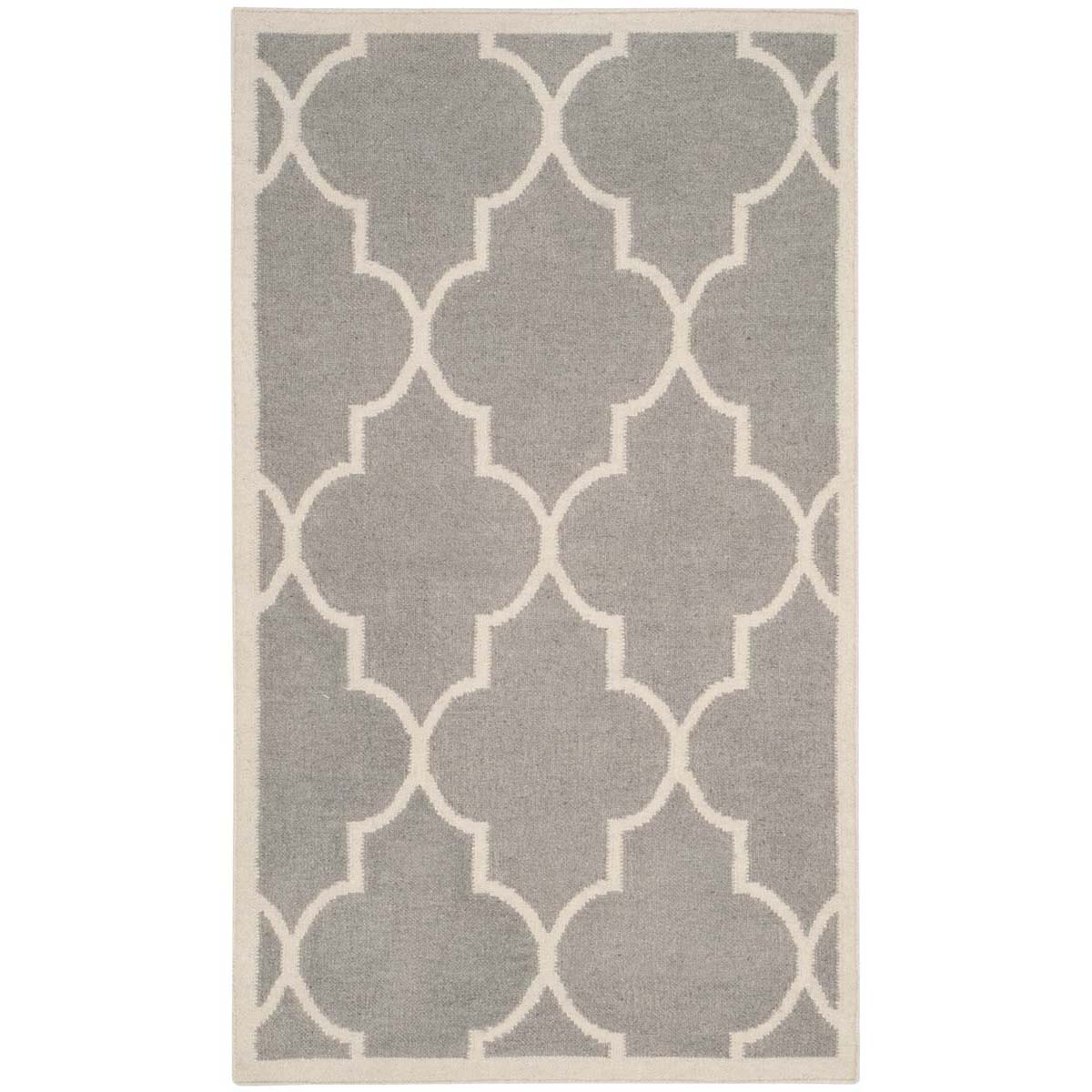 Safavieh Dhurries 632 Rug, DHU632 - Dark Grey / Ivory