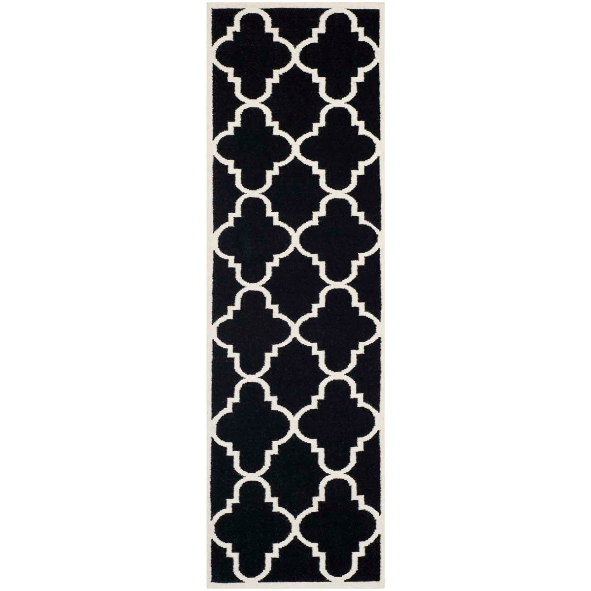 Safavieh Dhurries 633 Rug, DHU633 - Black / Ivory