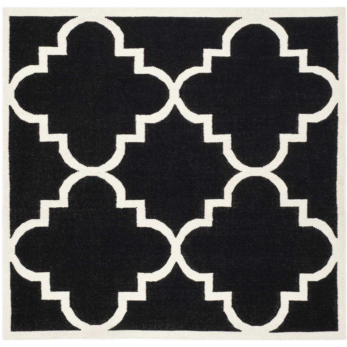 Safavieh Dhurries 633 Rug, DHU633 - Black / Ivory