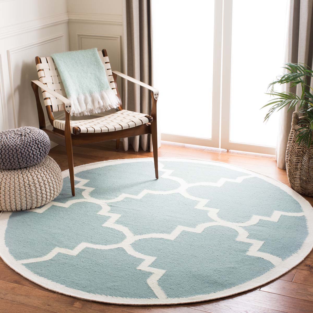 Safavieh Dhurries 633 Rug, DHU633 - Light Blue / Ivory