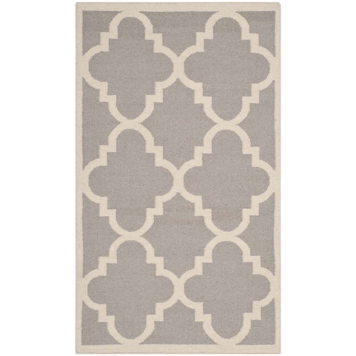 Safavieh Dhurries 633 Rug, DHU633 - Dark Grey / Ivory