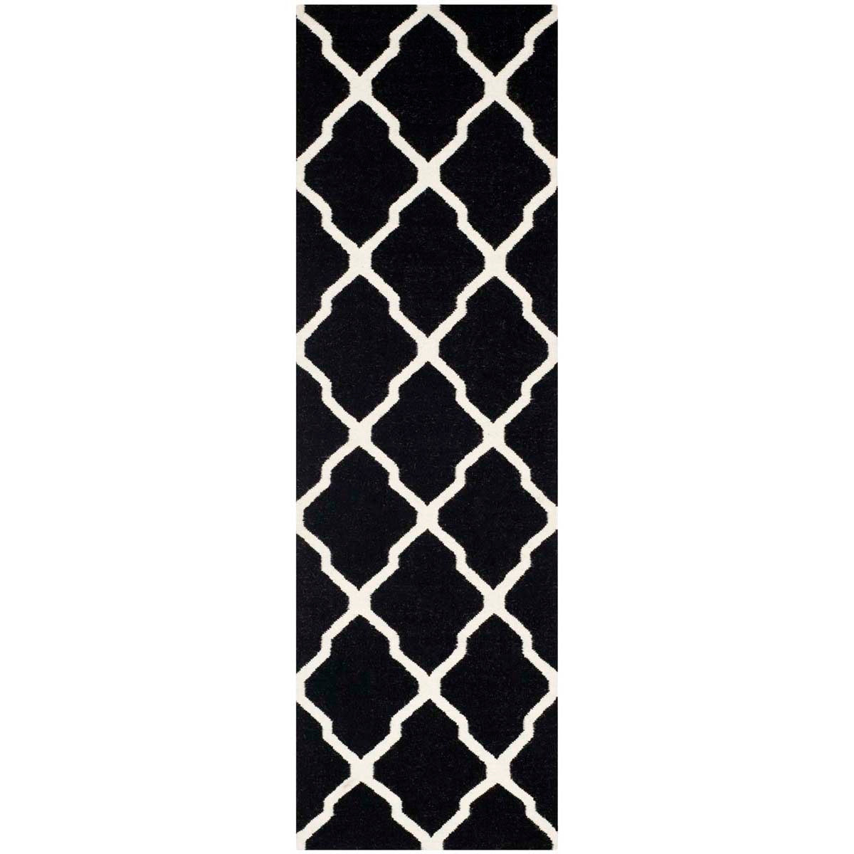 Safavieh Dhurries 634 Rug, DHU634 - Black / Ivory