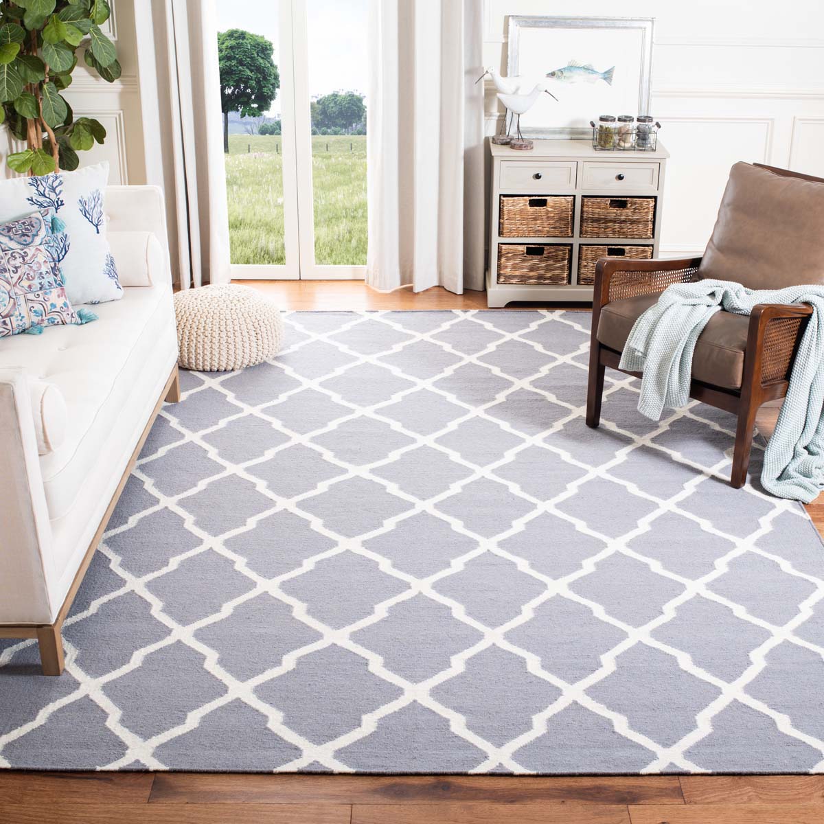 Safavieh Dhurries 634 Rug, DHU634 - Grey / Ivory