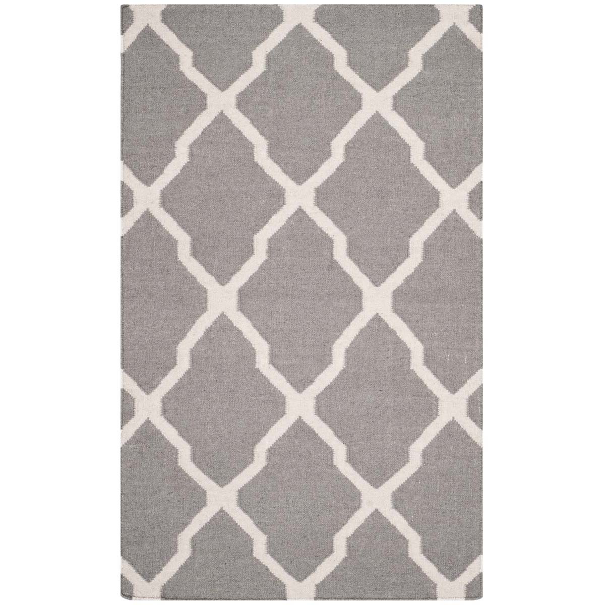 Safavieh Dhurries 634 Rug, DHU634 - Dark Grey / Ivory