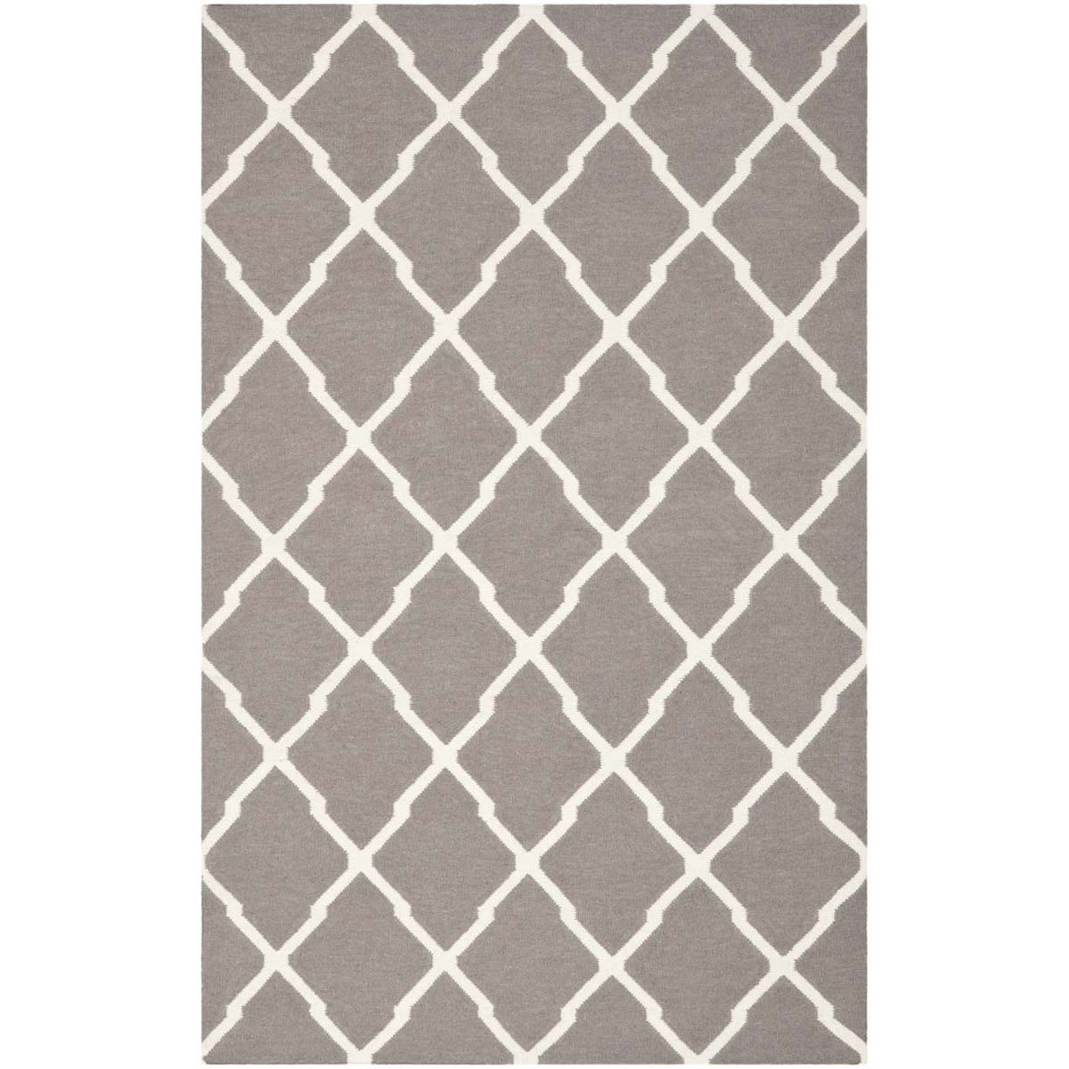 Safavieh Dhurries 634 Rug, DHU634 - Dark Grey / Ivory