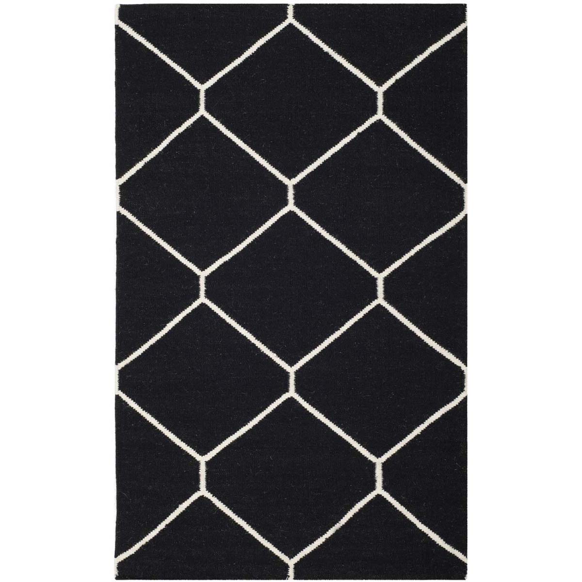 Safavieh Dhurries 635 Rug, DHU635 - Black / Ivory