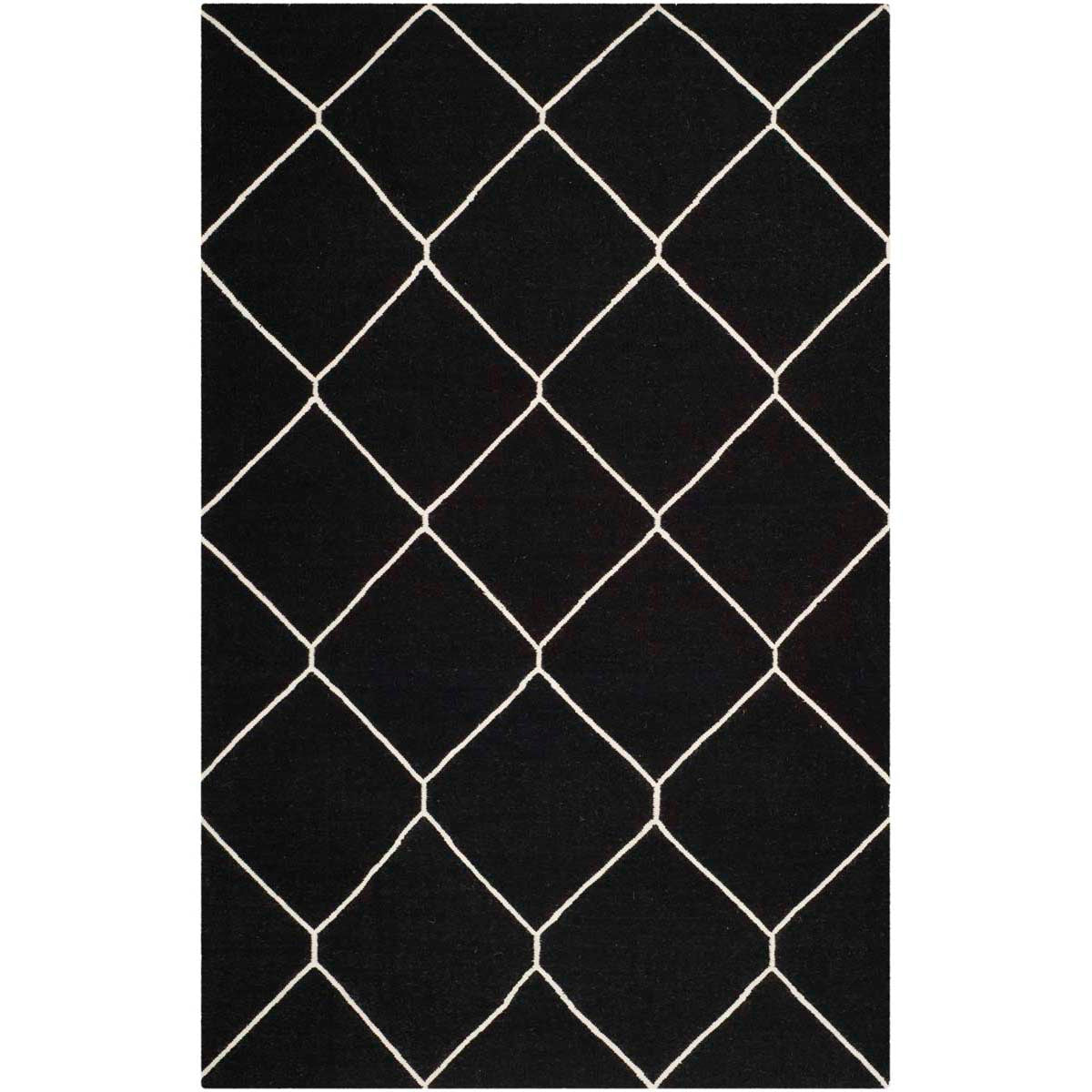 Safavieh Dhurries 635 Rug, DHU635 - Black / Ivory