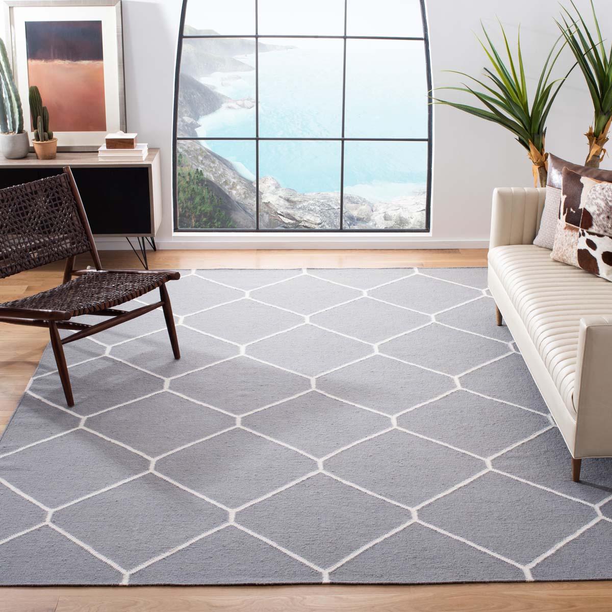 Safavieh Dhurries 635 Rug, DHU635 - Grey / Ivory