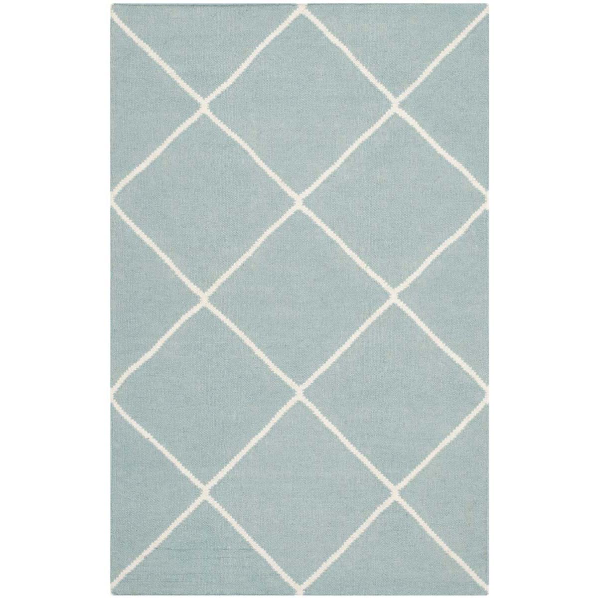 Safavieh Dhurries 635 Rug, DHU635 - Light Blue / Ivory