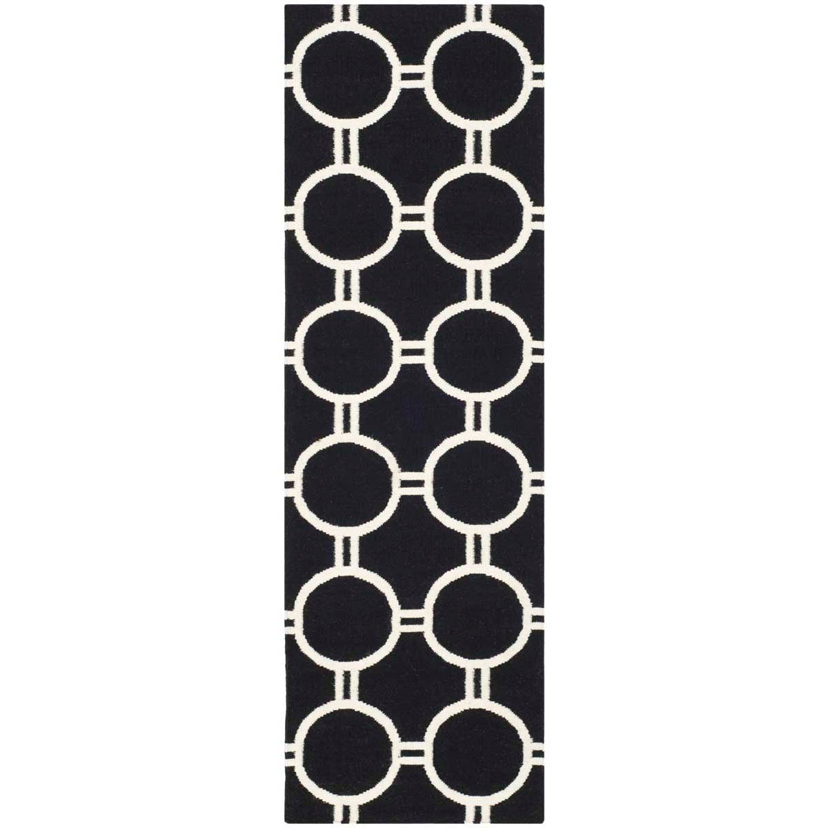 Safavieh Dhurries 636 Rug, DHU636 - Black / Ivory