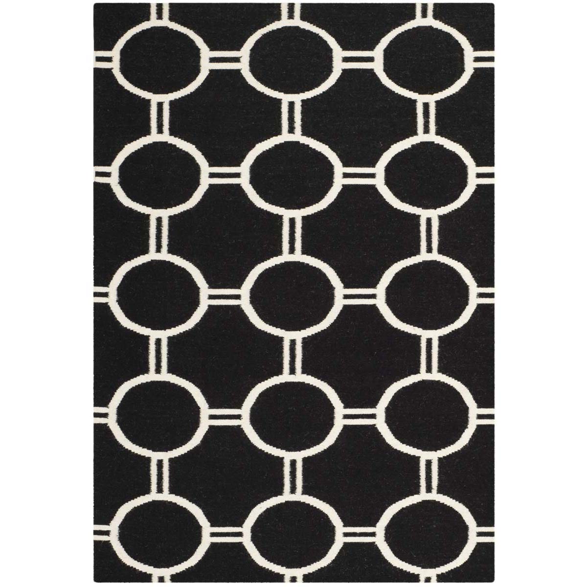 Safavieh Dhurries 636 Rug, DHU636 - Black / Ivory