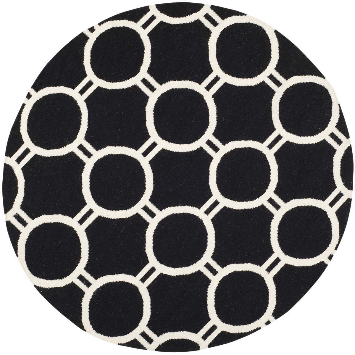 Safavieh Dhurries 636 Rug, DHU636 - Black / Ivory