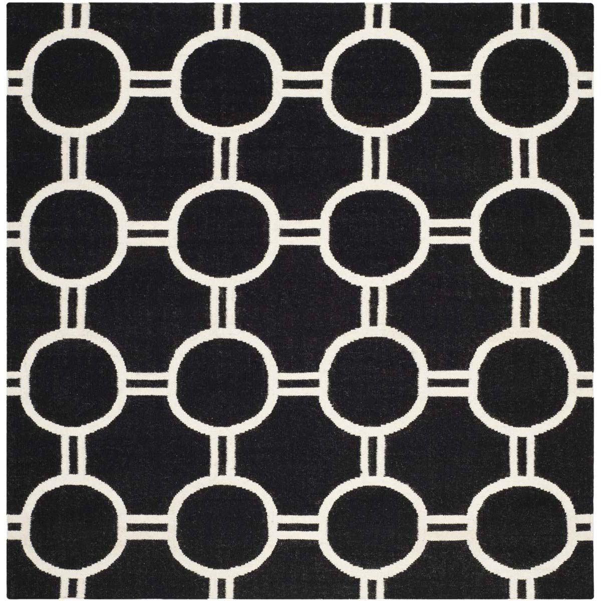 Safavieh Dhurries 636 Rug, DHU636 - Black / Ivory