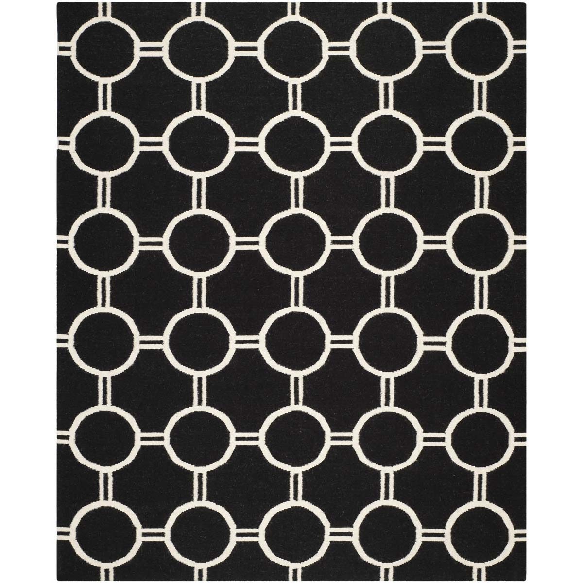 Safavieh Dhurries 636 Rug, DHU636 - Black / Ivory