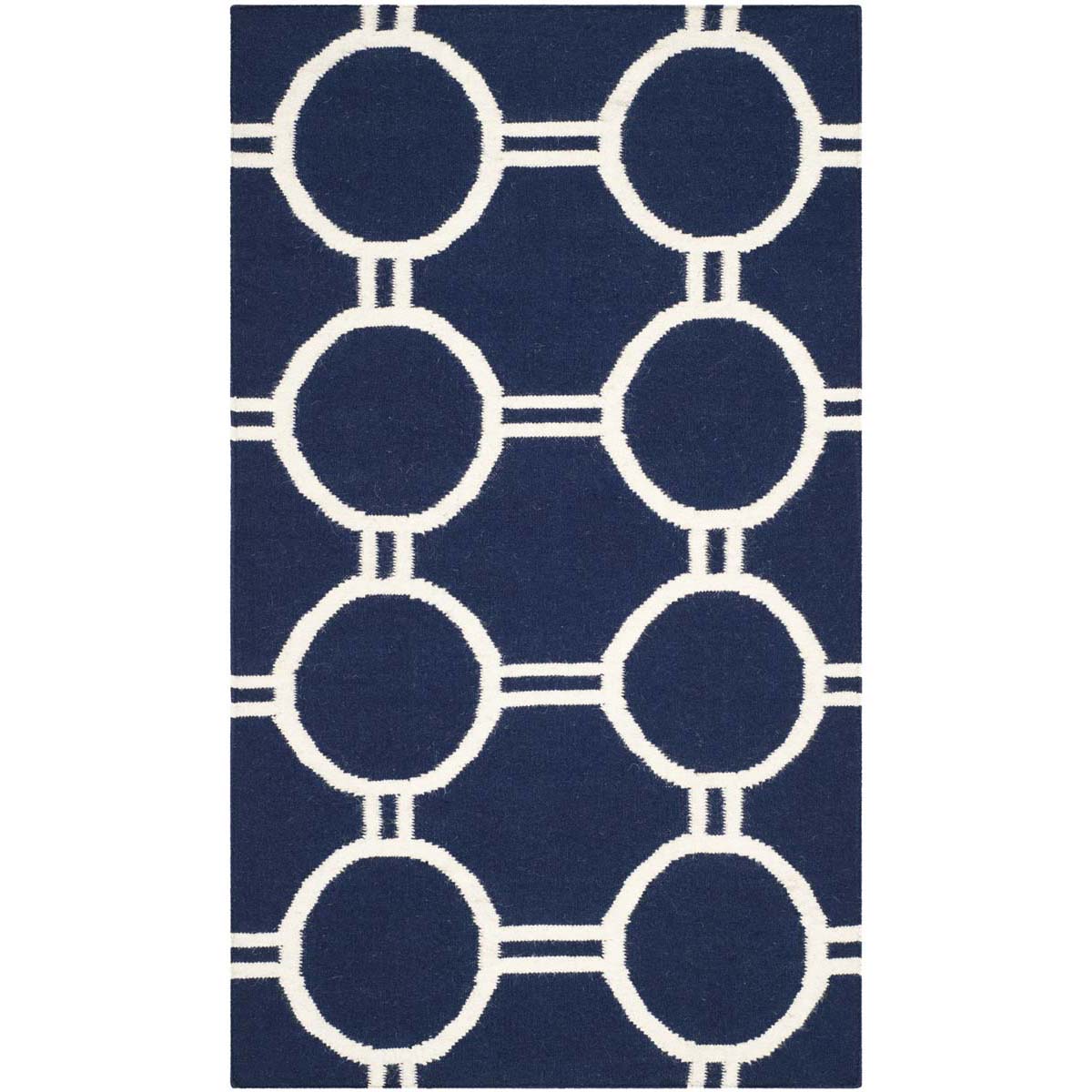 Safavieh Dhurries 636 Rug, DHU636 - Navy / Ivory