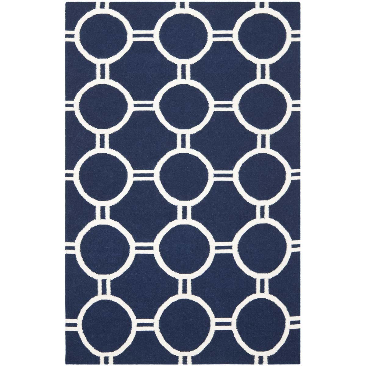 Safavieh Dhurries 636 Rug, DHU636 - Navy / Ivory