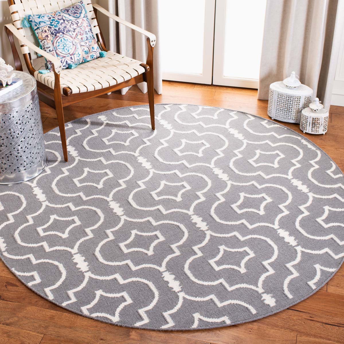 Safavieh Dhurries 637 Rug, DHU637 - Grey / Ivory