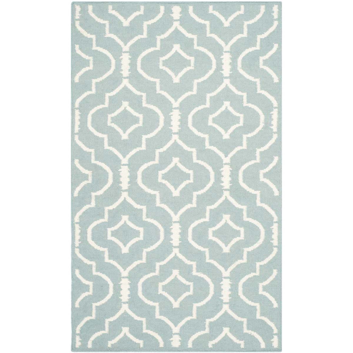 Safavieh Dhurries 637 Rug, DHU637 - Light Blue / Ivory