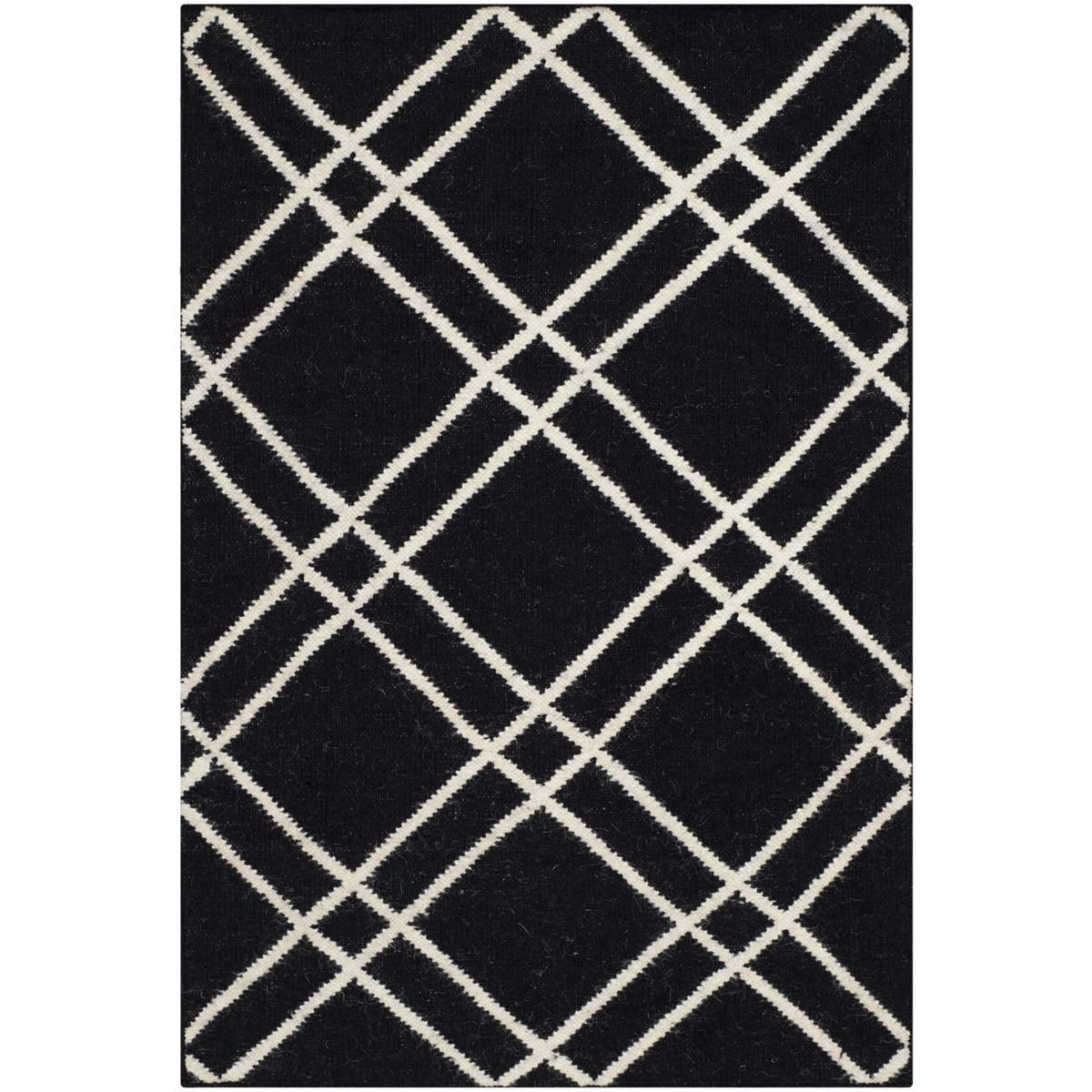 Safavieh Dhurries 638 Rug, DHU638 - Black / Ivory