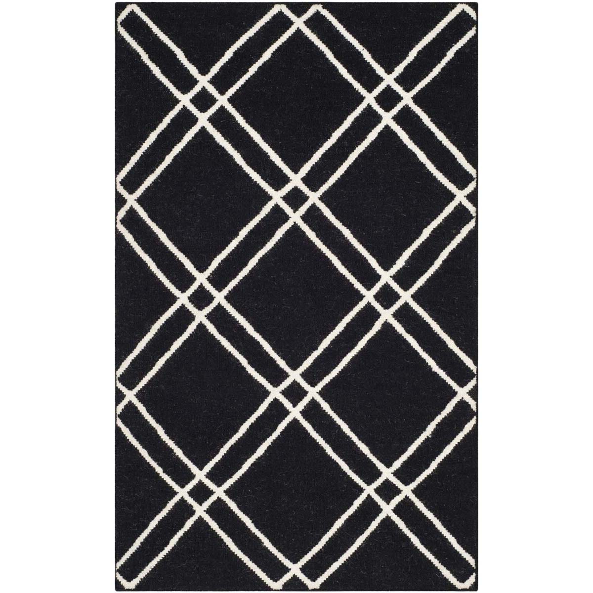 Safavieh Dhurries 638 Rug, DHU638 - Black / Ivory